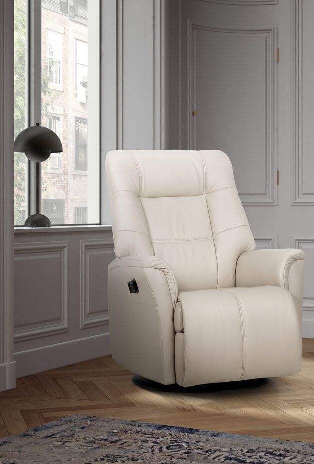 H2 Seating Comfort swivel recliner in cream leather