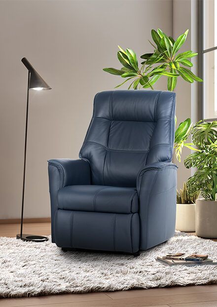 H2 Seating Melody lift recliner in navy leather