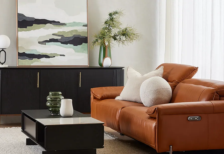 Beautifully styled living room with premium furniture